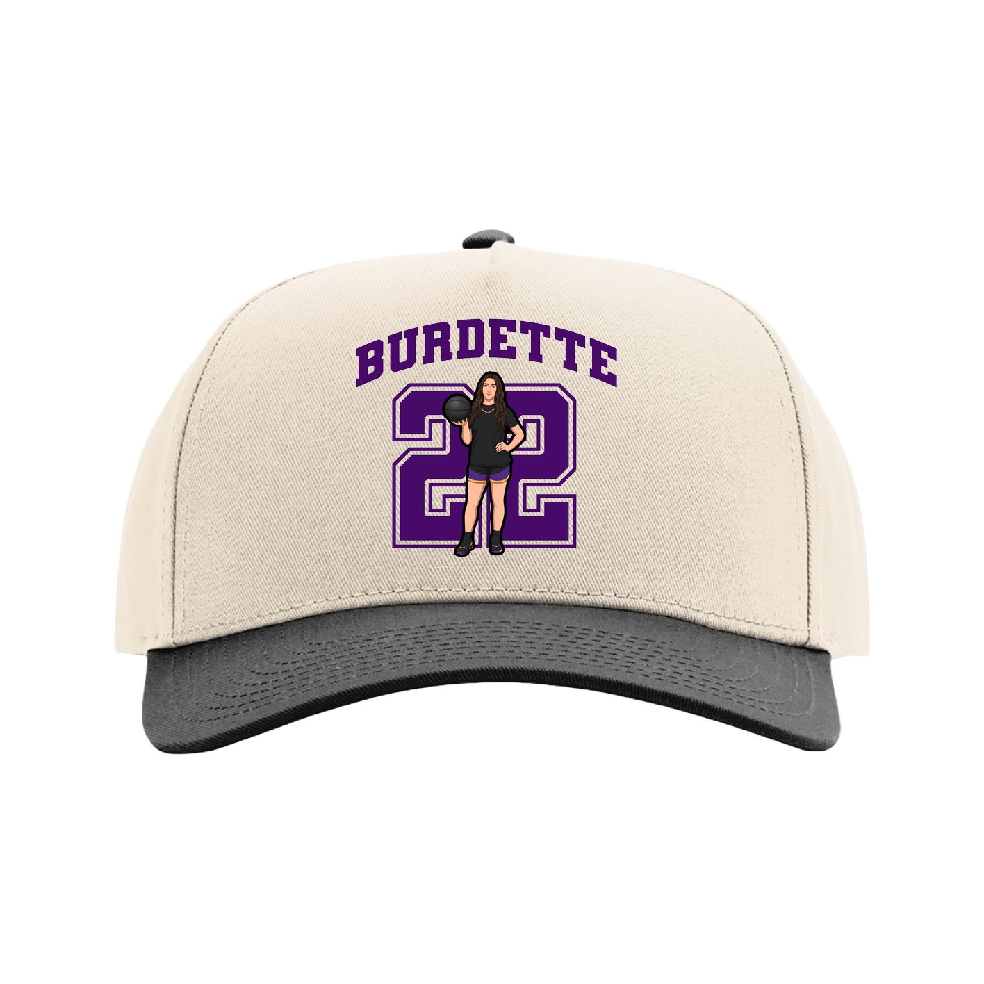 Full Fabric Five-Panel Champ Cap — Number in Cream/Black