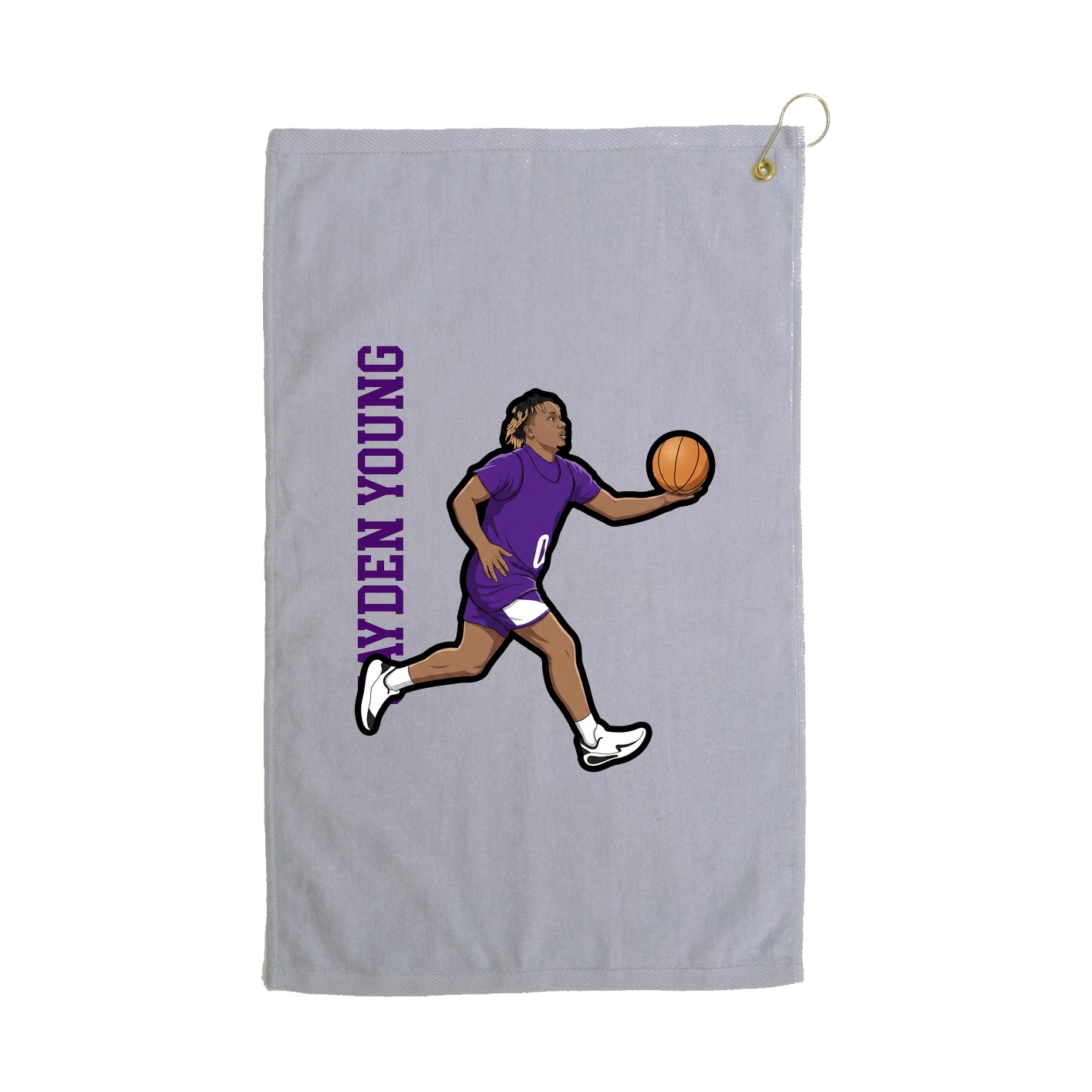 Golf Towel — Name Vertical in Grey