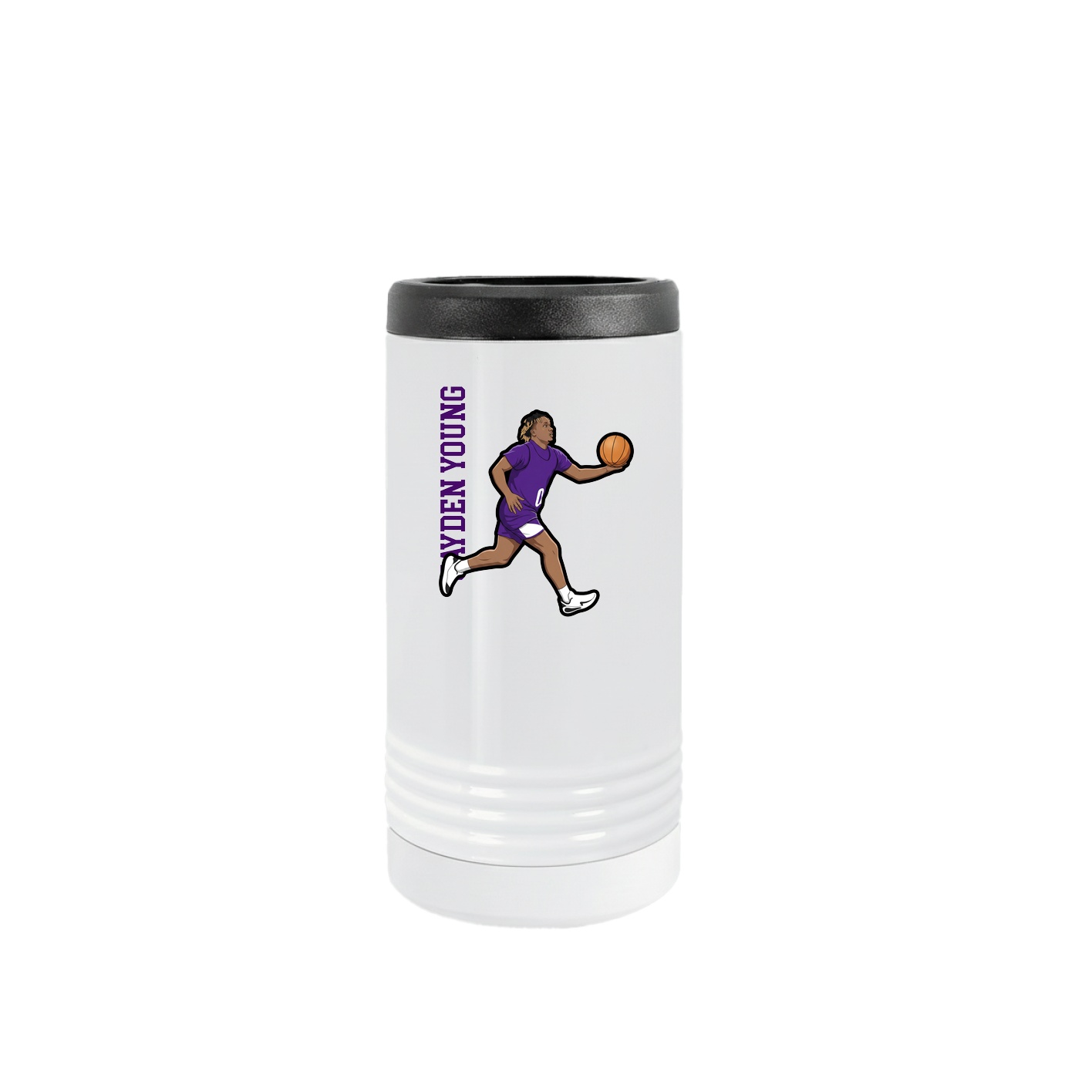Slim Beverage Holder — Name Vertical in White