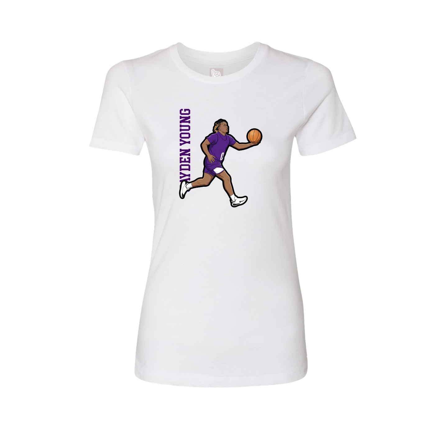Fitted Women's Tee — Name Vertical in White