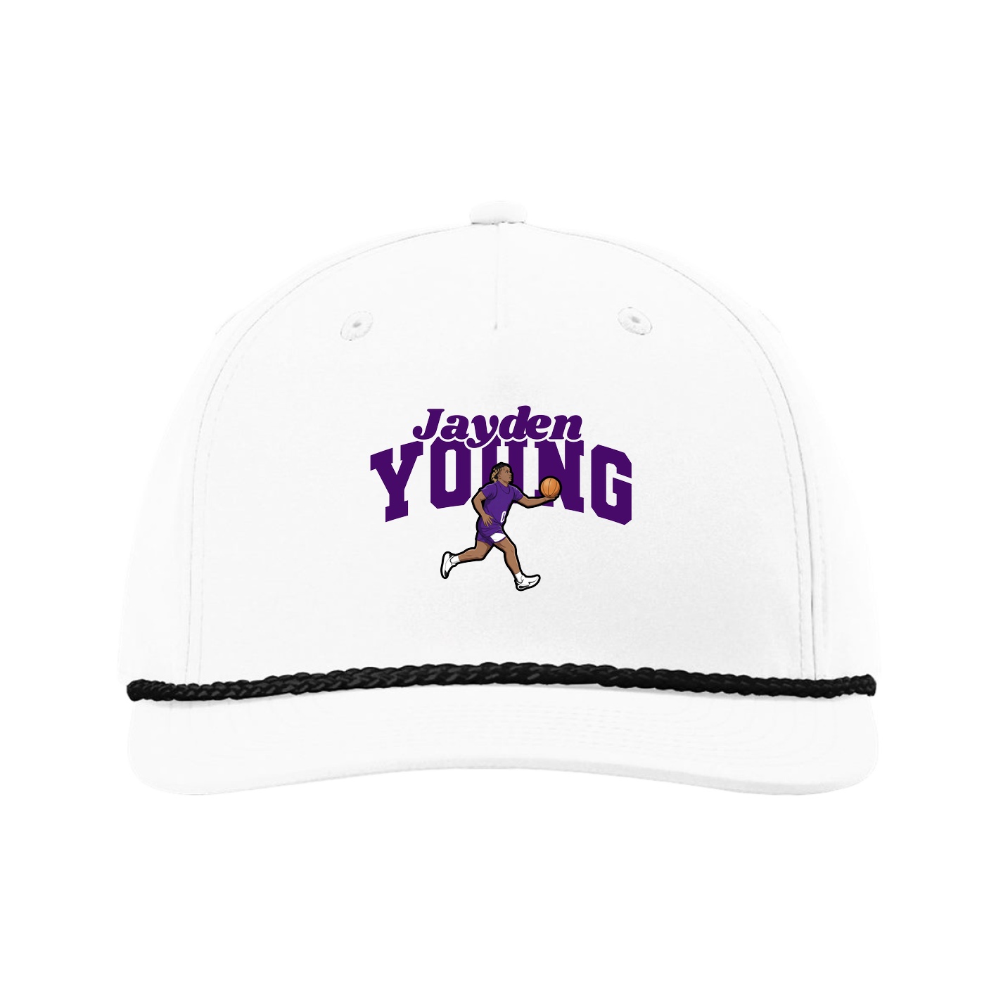 Five-Panel Classic Rope Cap — Signature Arch in White