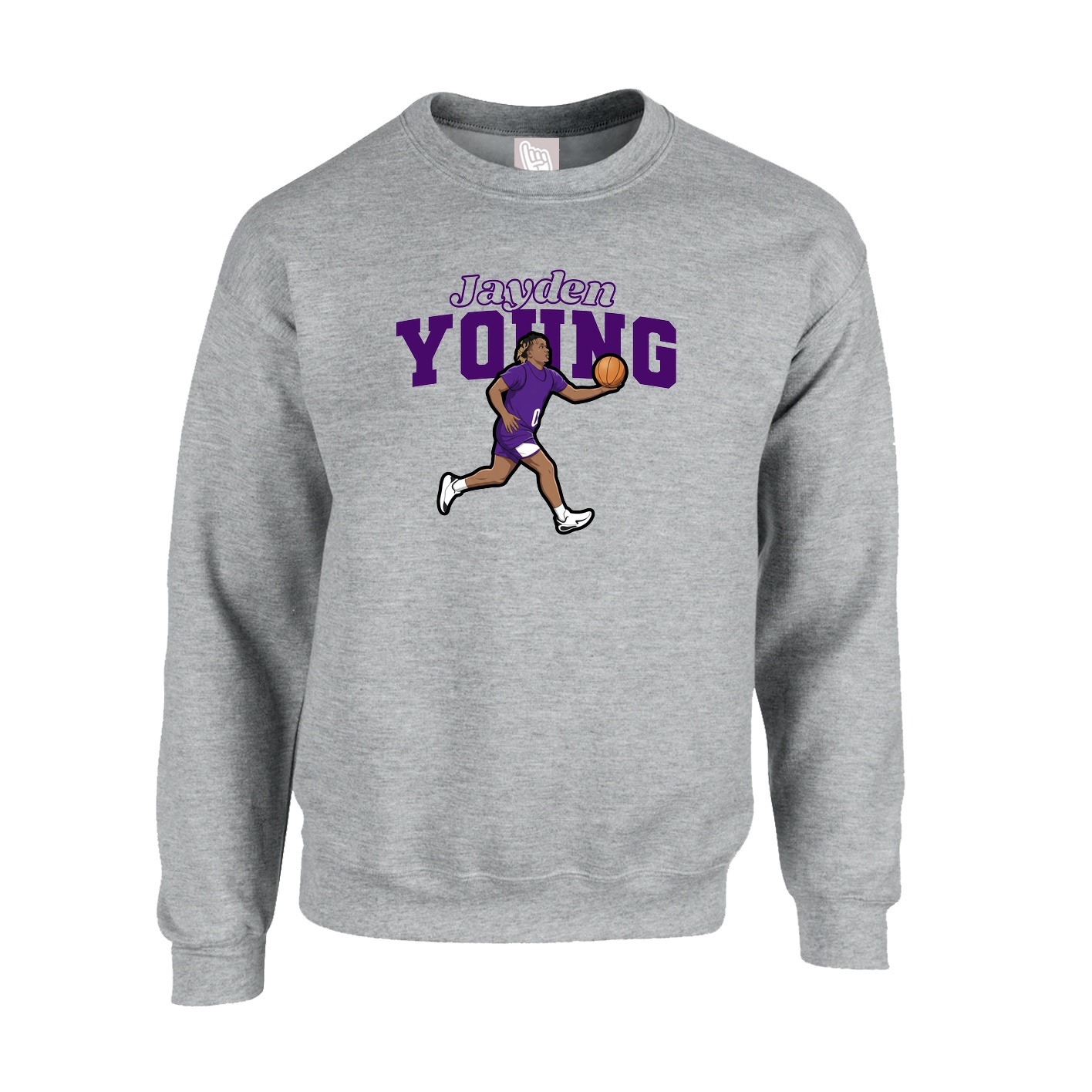 Fleece Crew — Name Arch in Grey