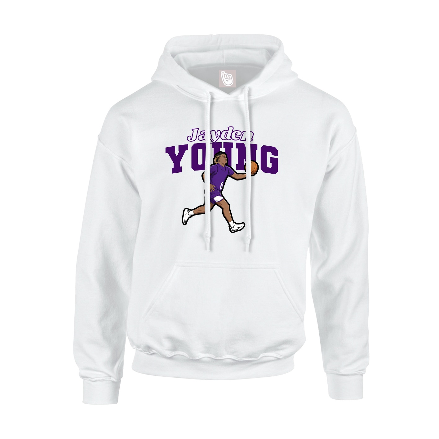 Youth Hoodie — Name Arch in White