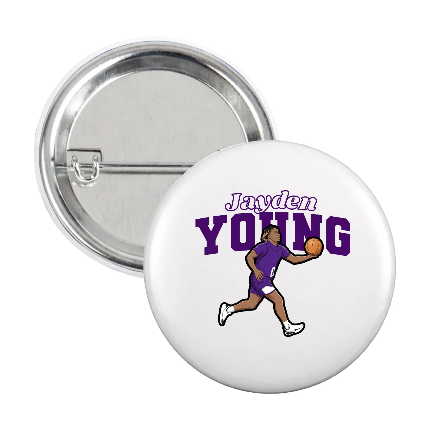 Game Day Button — Name Arch in White