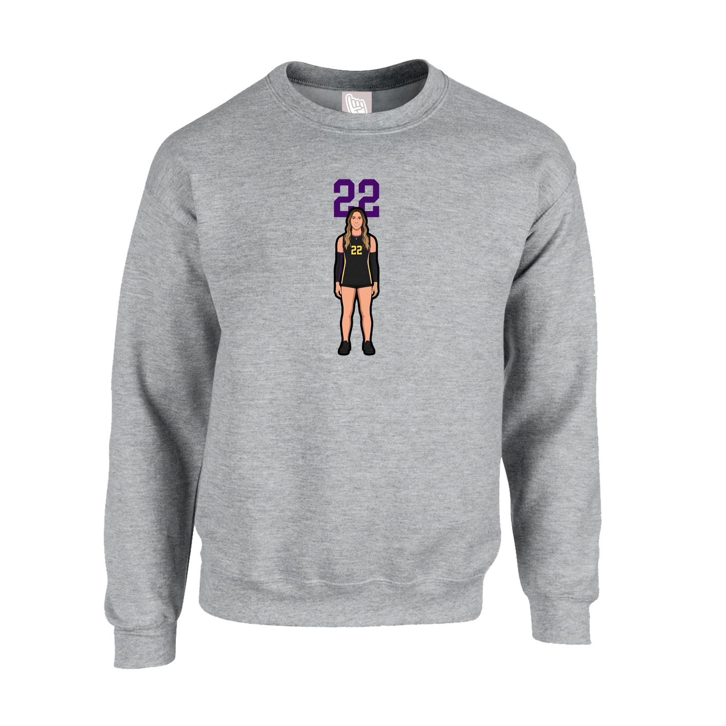 Fleece Crew — Number Top in Grey