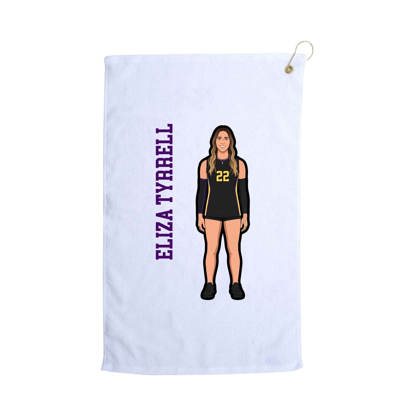 Golf Towel — Name Vertical in White