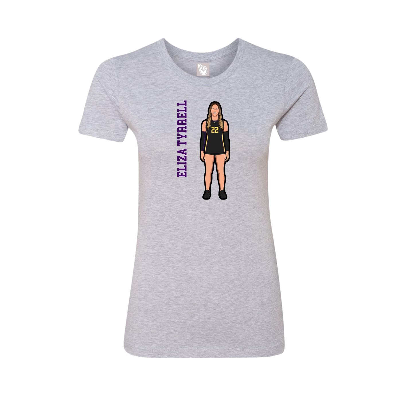 Fitted Women's Tee — Name Vertical in Grey