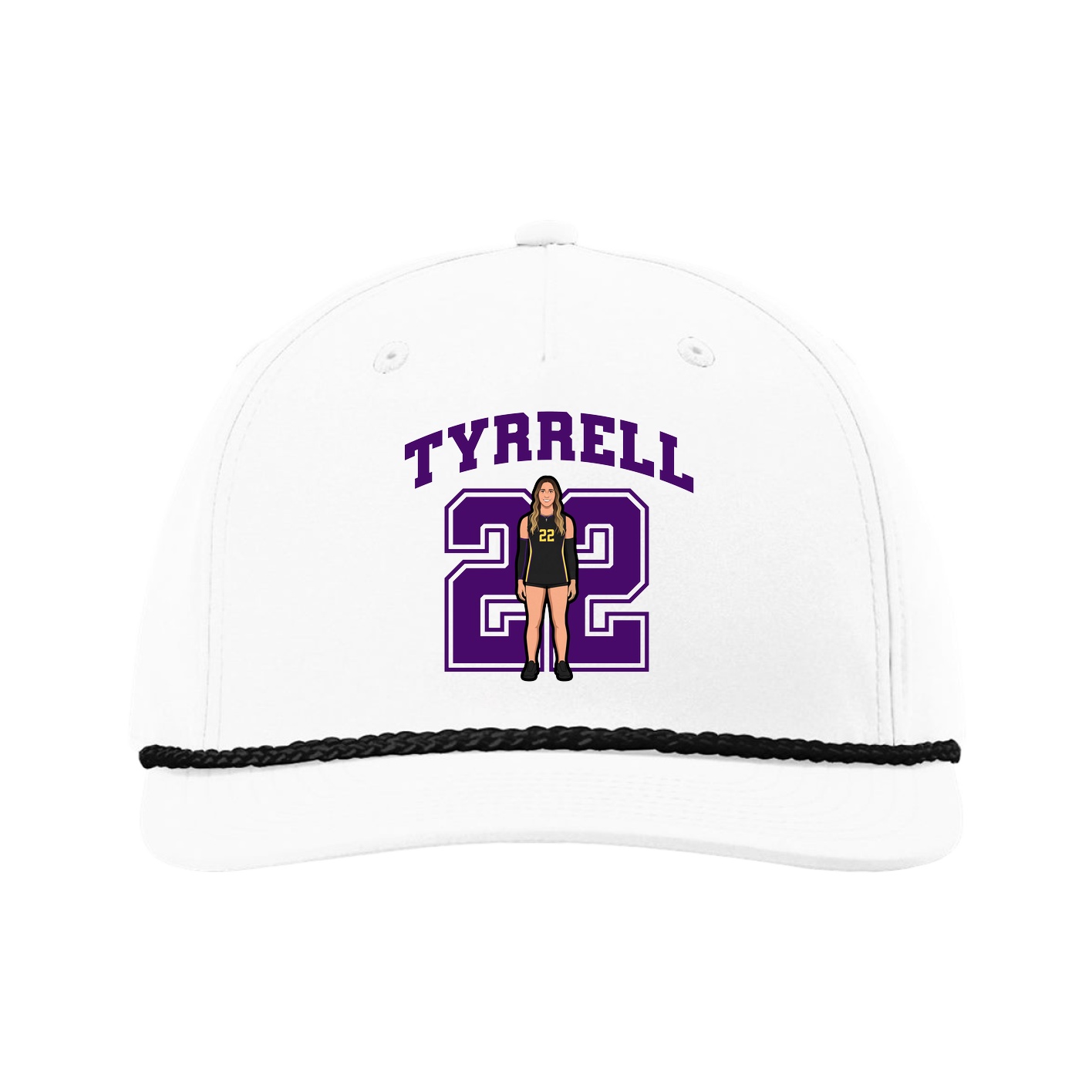 Five-Panel Classic Rope Cap — Number in White