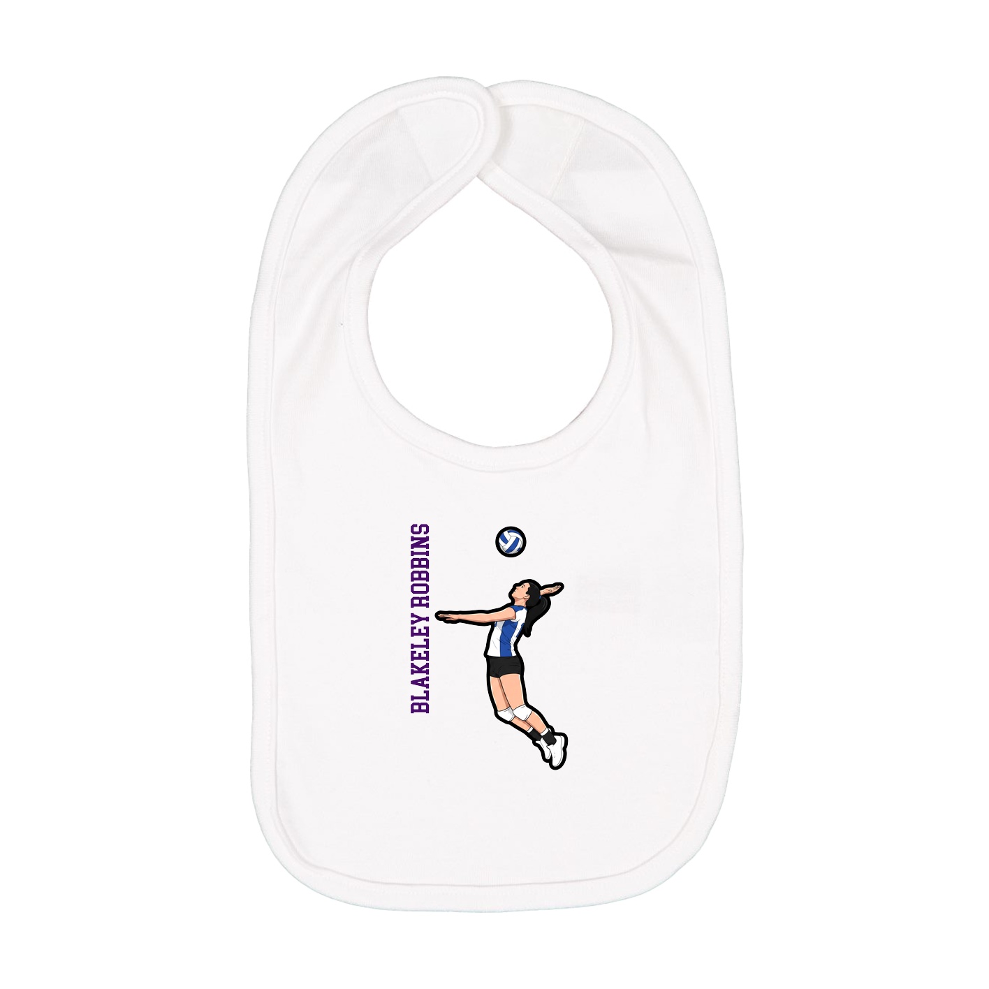 Infant Bib — Name Vertical in White