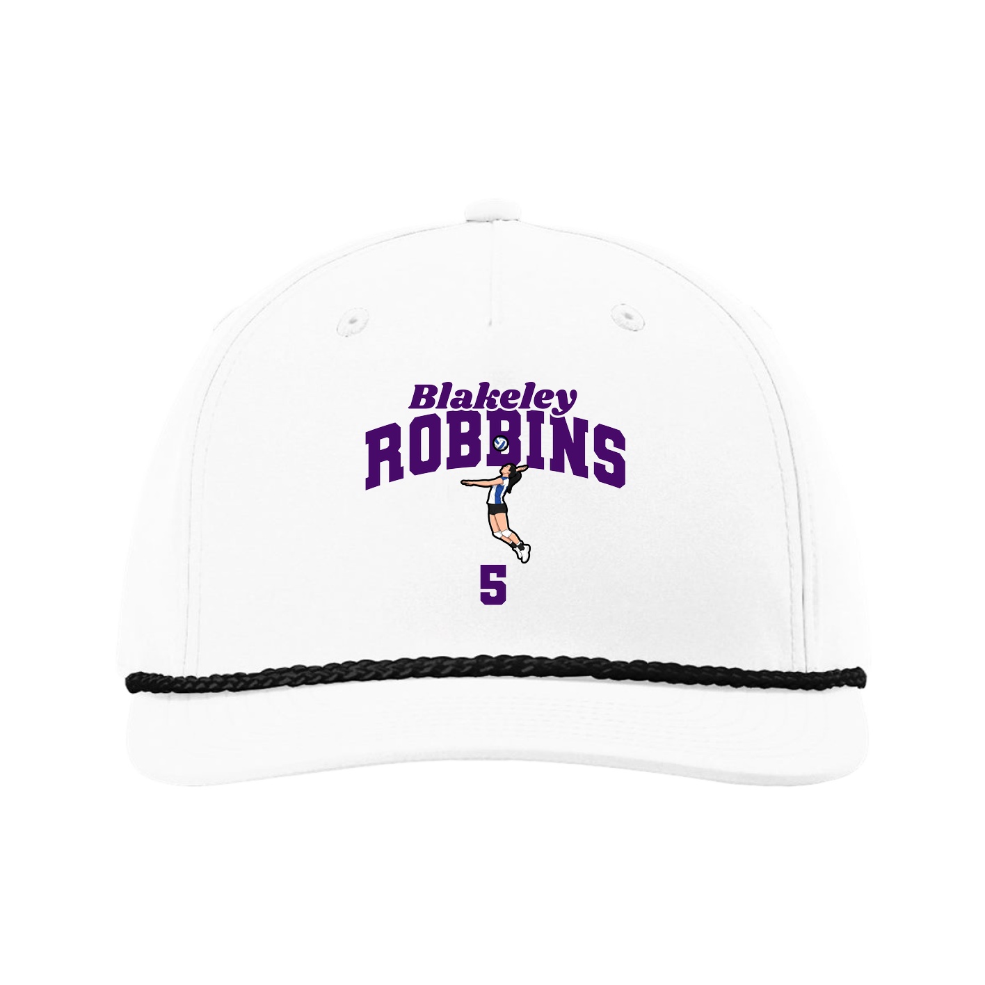 Five-Panel Classic Rope Cap — Signature Arch in White