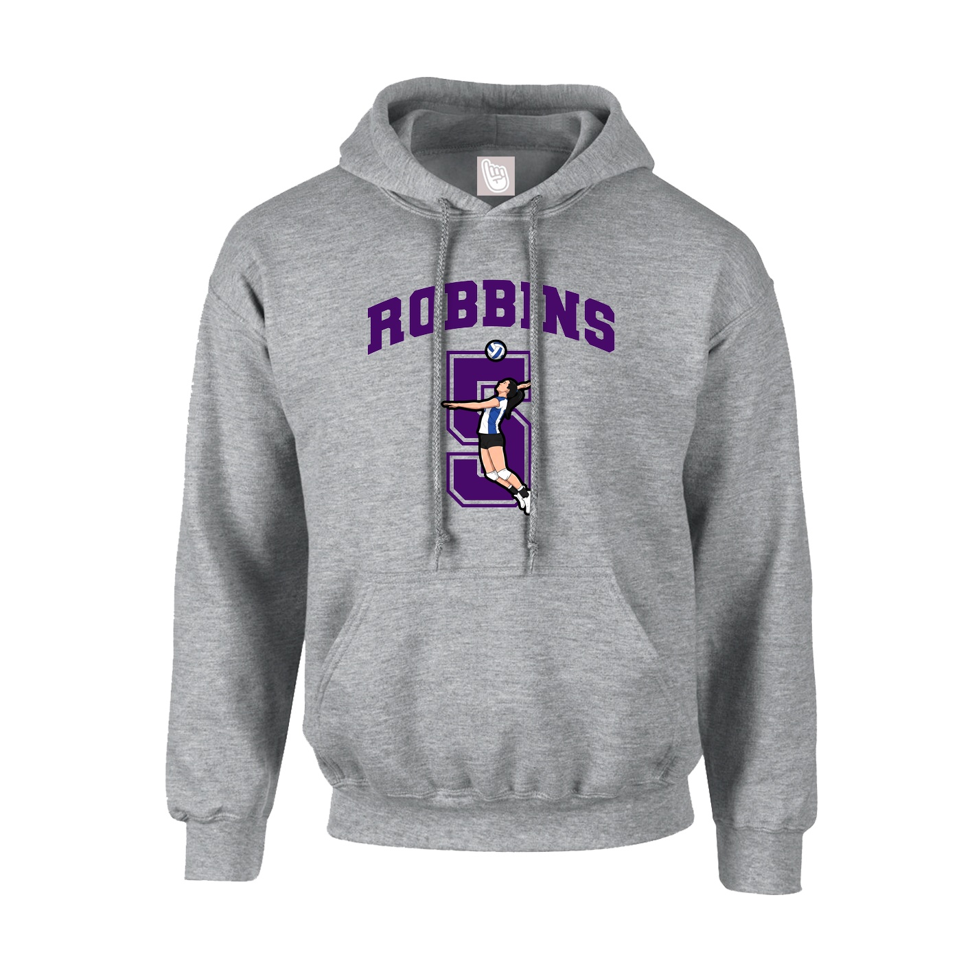 Hoodie — Number in Grey