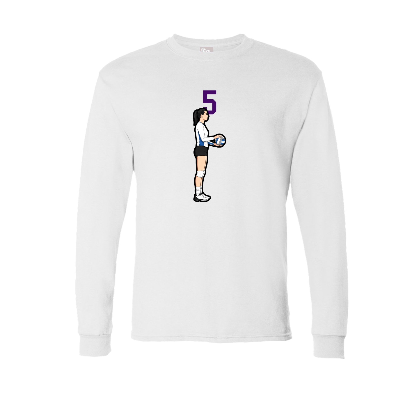 Long Sleeve Tee — Number Top in White