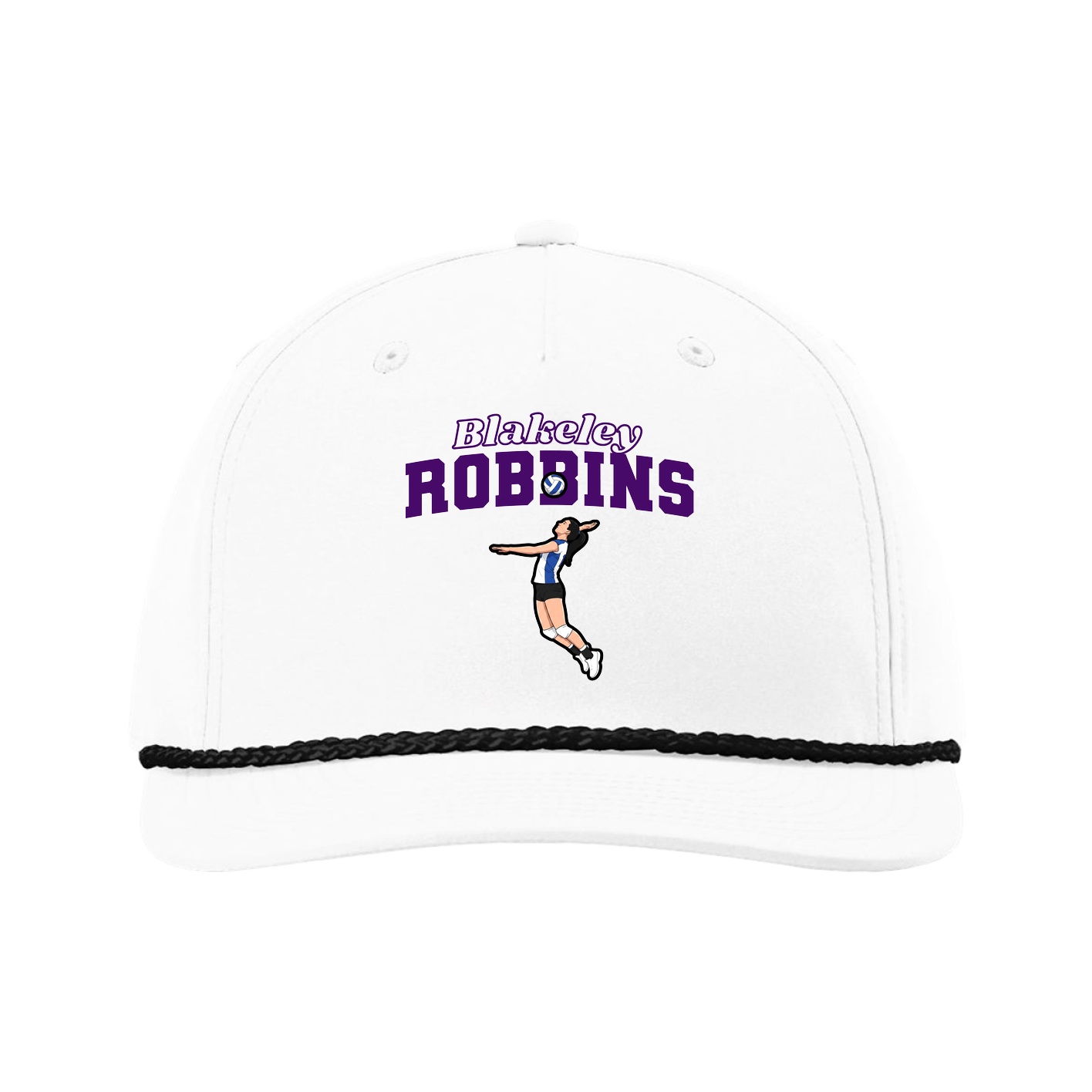 Five-Panel Classic Rope Cap — Name Arch in White