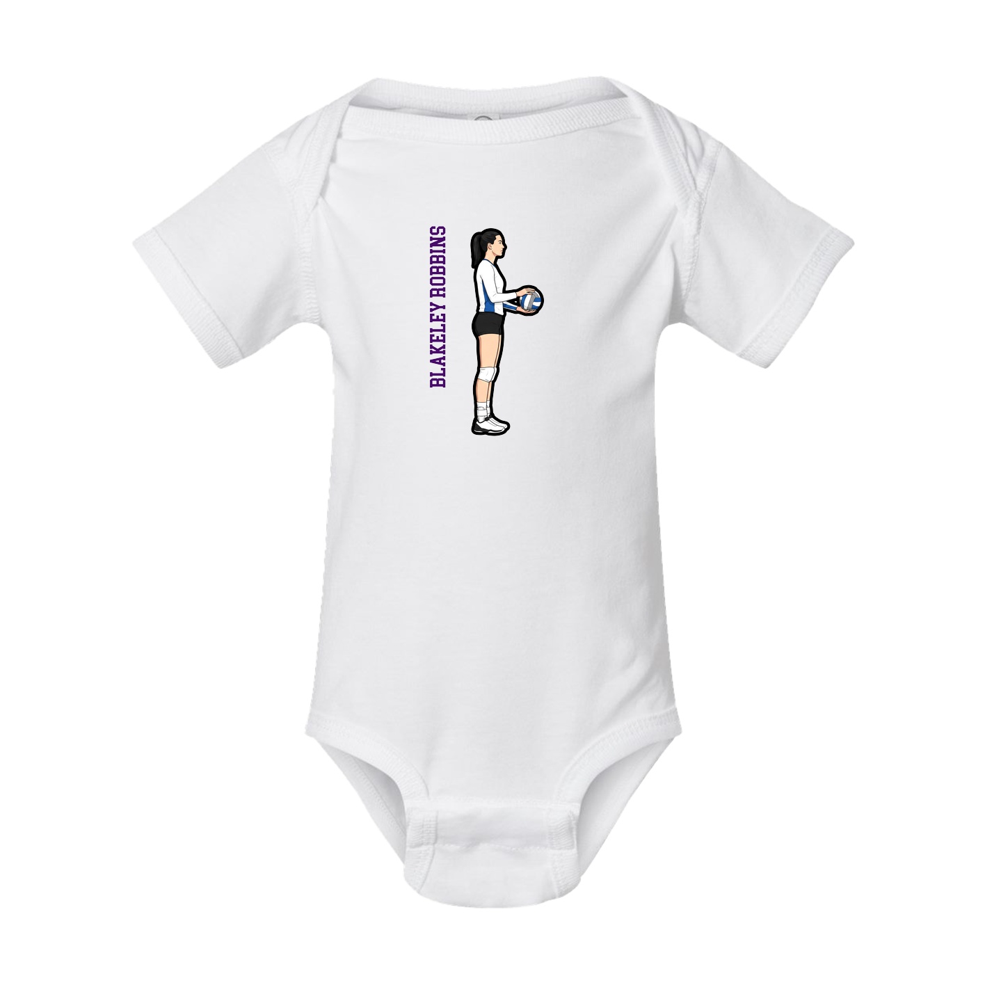Baby Onesie — Name Vertical in White