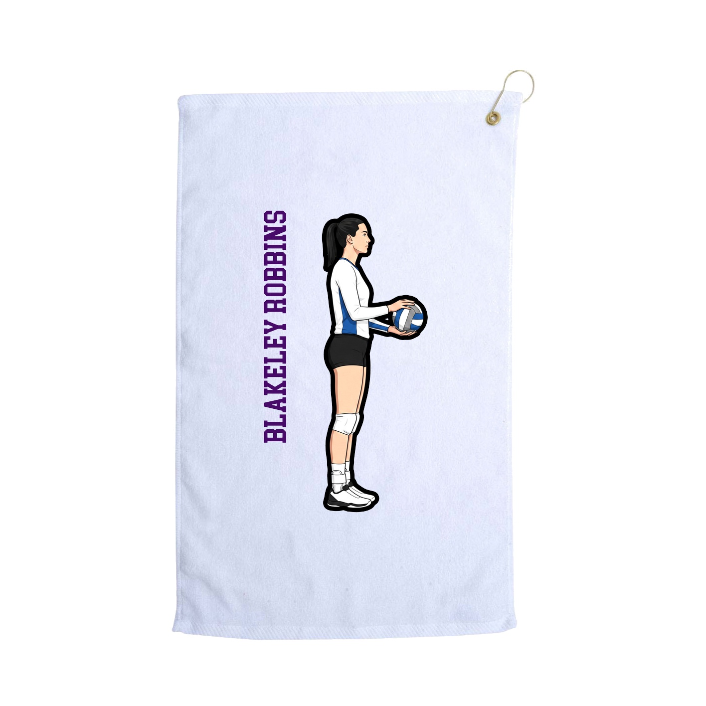 Golf Towel — Name Vertical in White