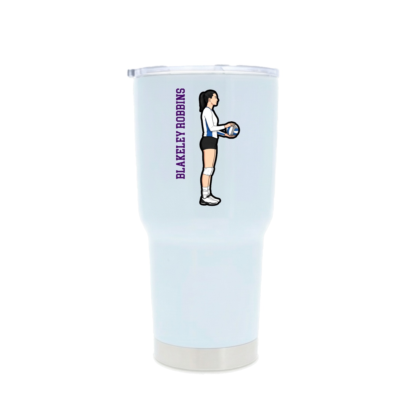 30oz Stainless Steel Tumbler — Name Vertical in White