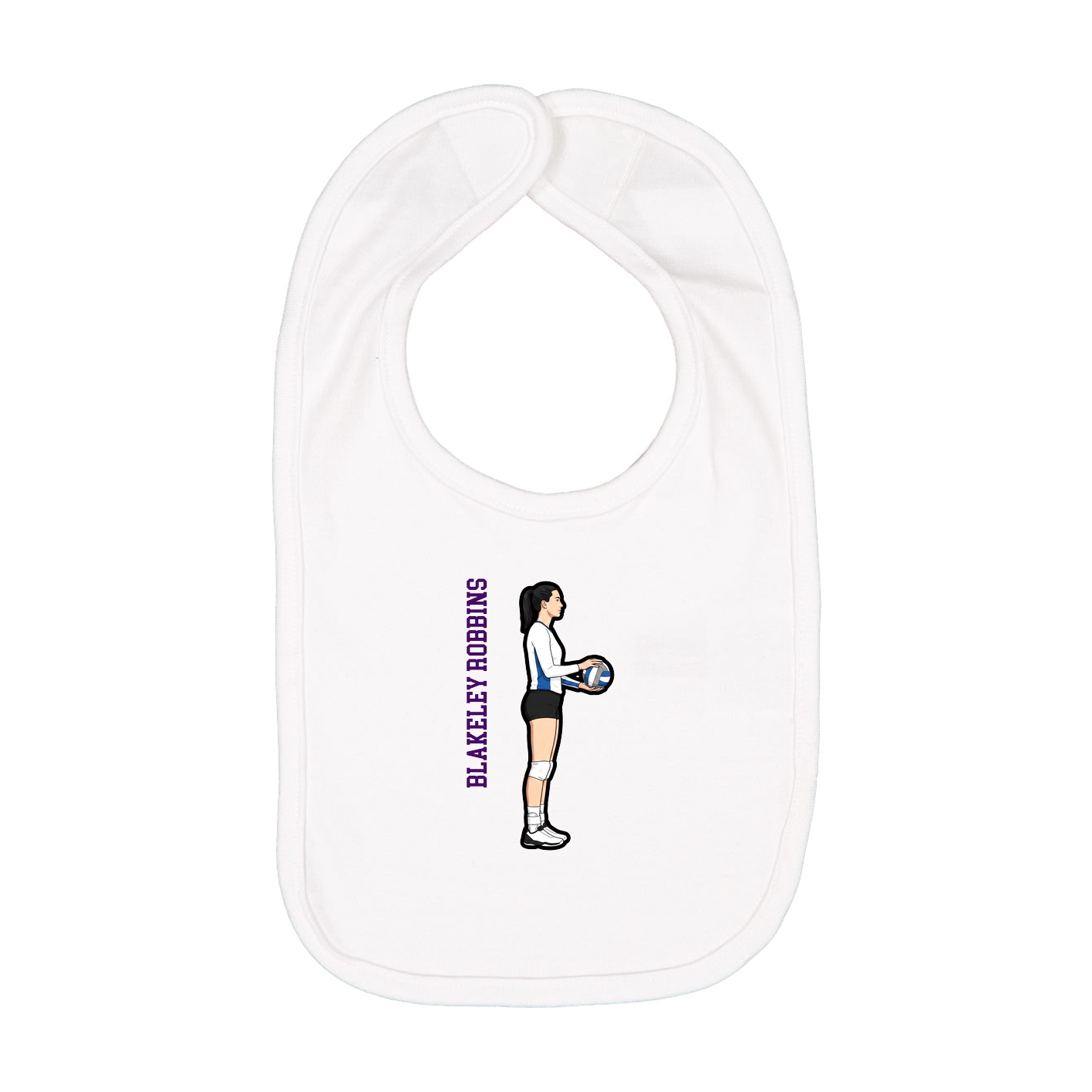 Infant Bib — Name Vertical in White