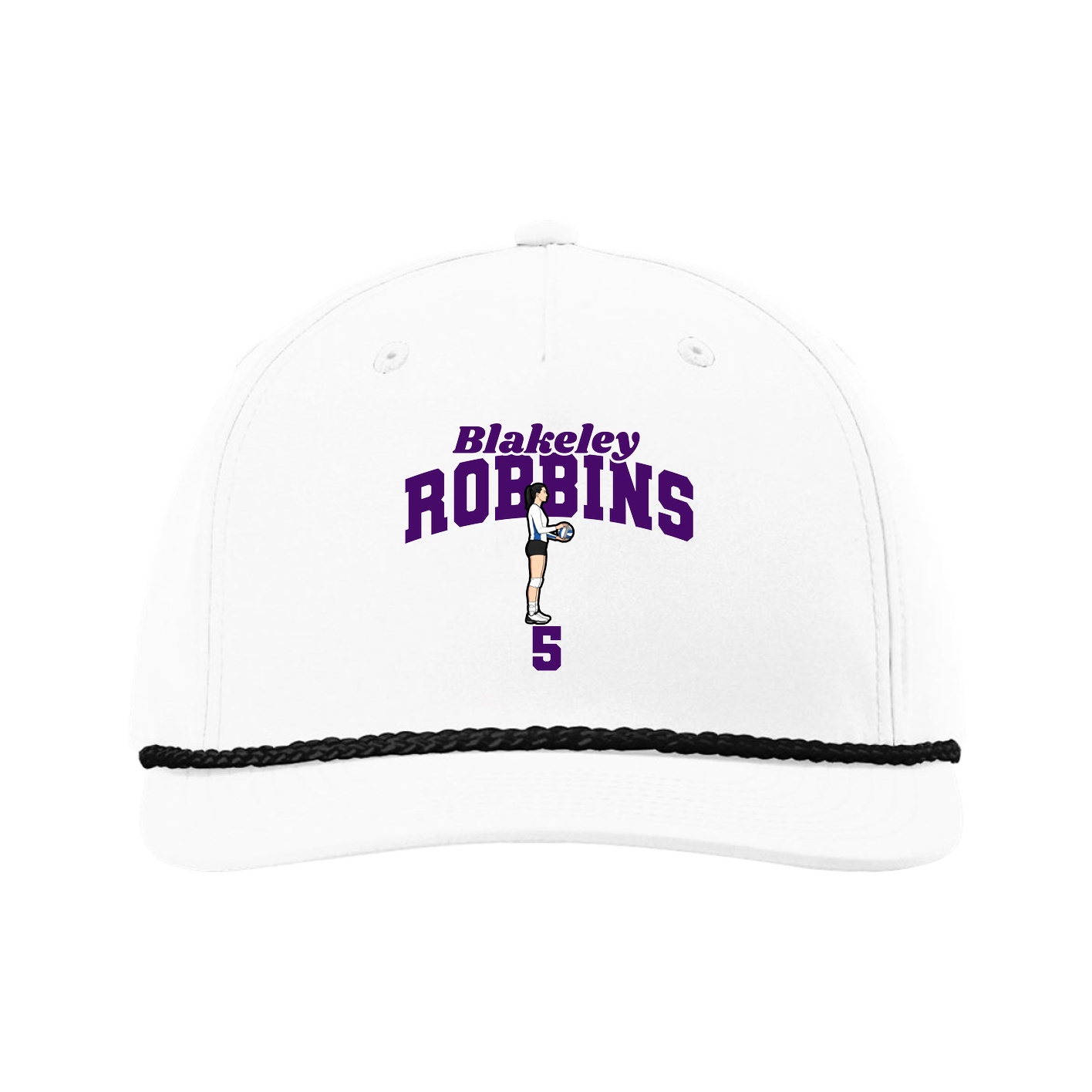 Five-Panel Classic Rope Cap — Signature Arch in White