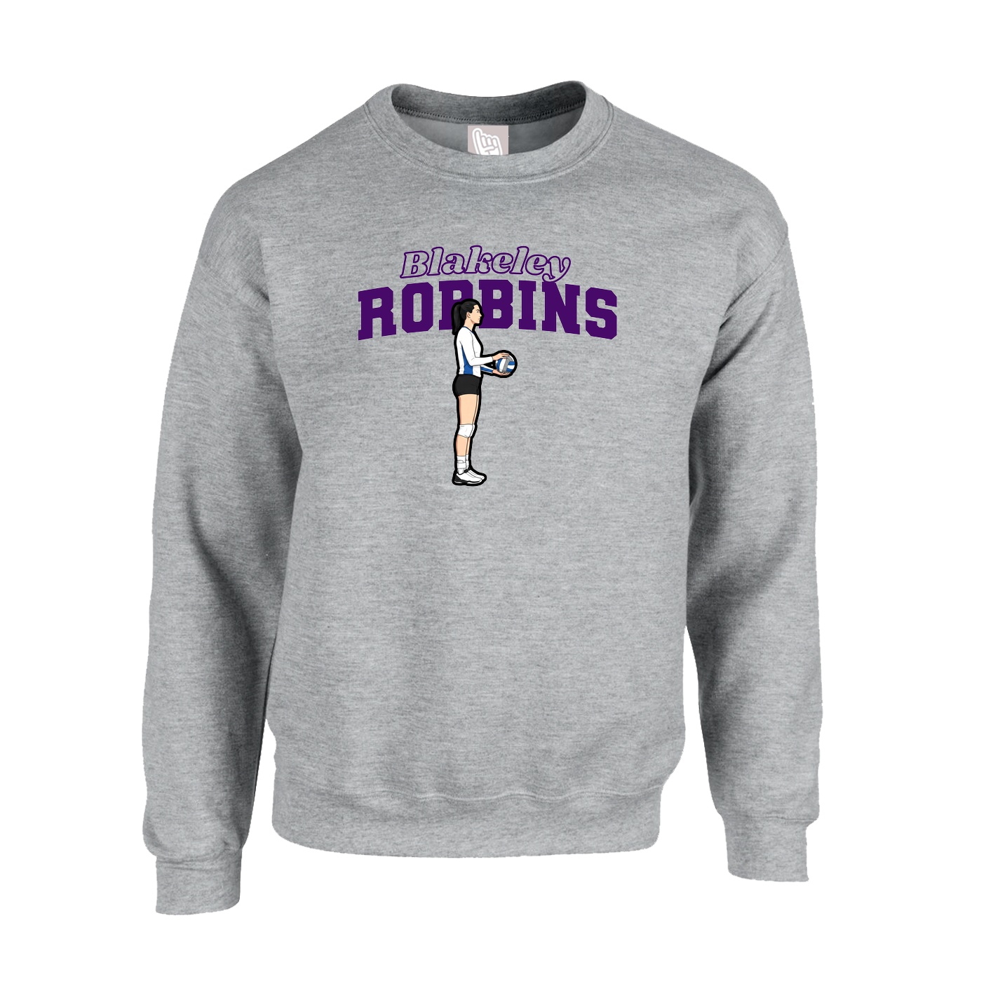Fleece Crew — Name Arch in Grey