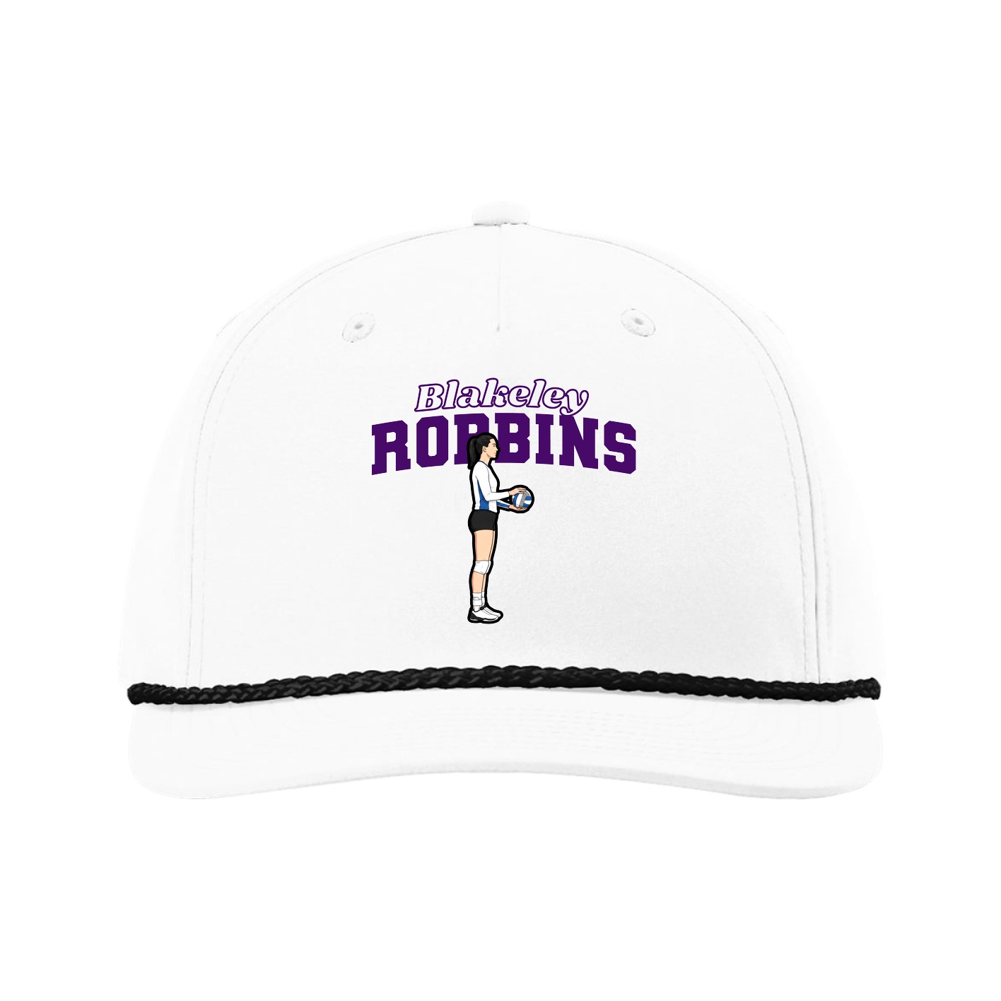 Five-Panel Classic Rope Cap — Name Arch in White
