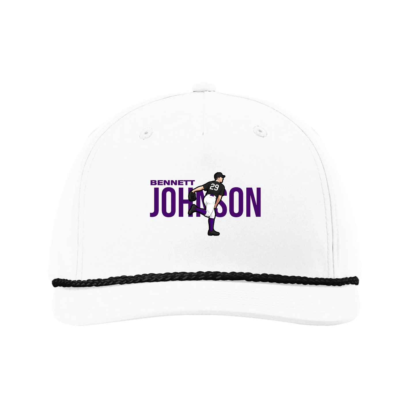 Five-Panel Classic Rope Cap — Player Name in White