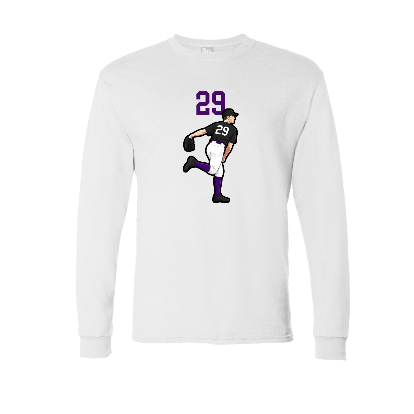 Long Sleeve Tee — Number Top in White