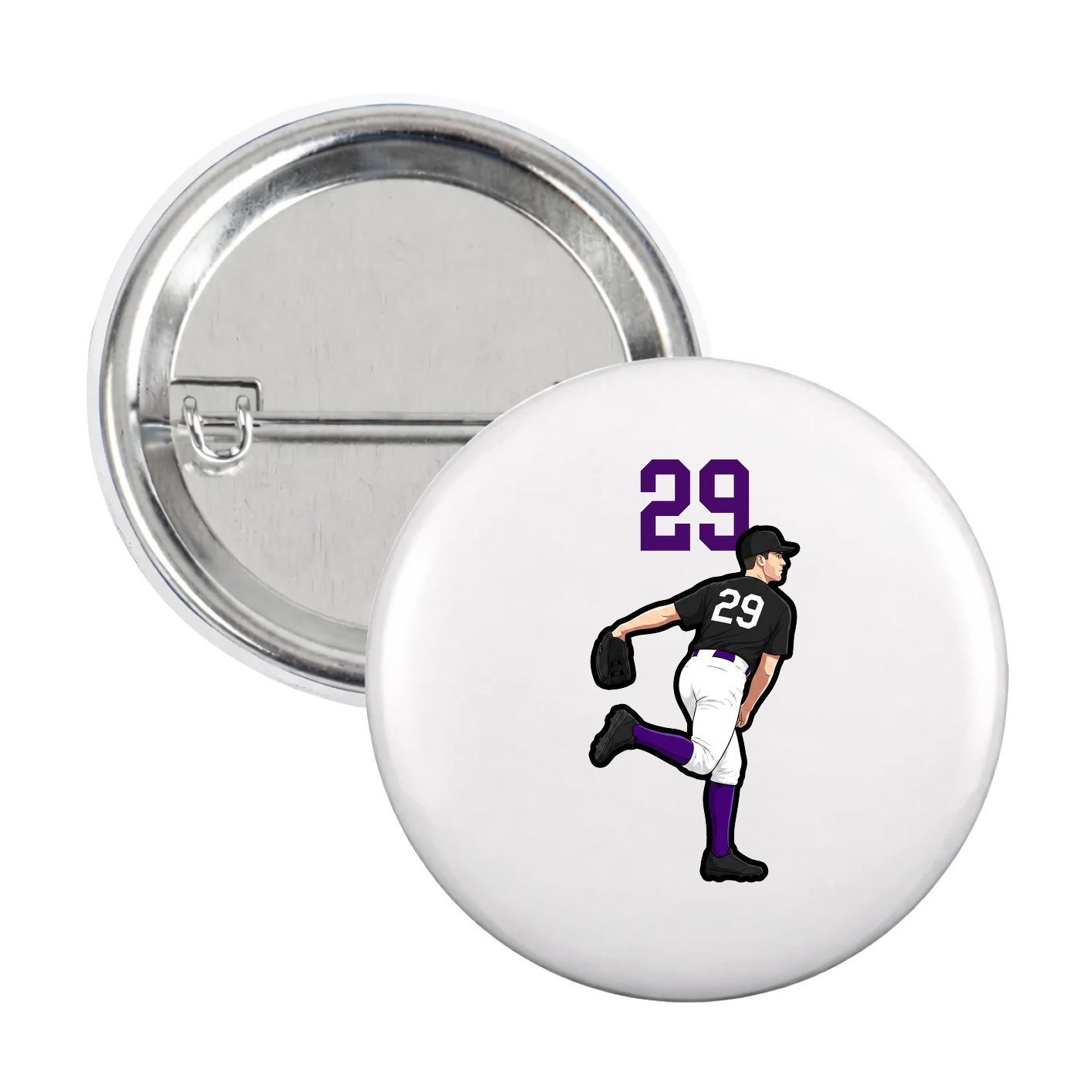 Game Day Button — Number Top in White