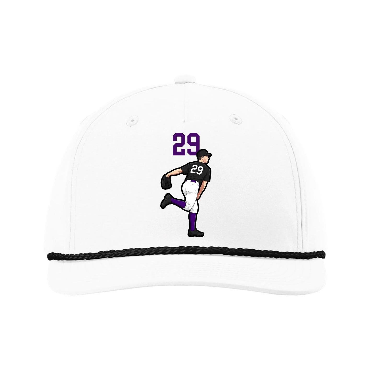 Five-Panel Classic Rope Cap — Number Top in White