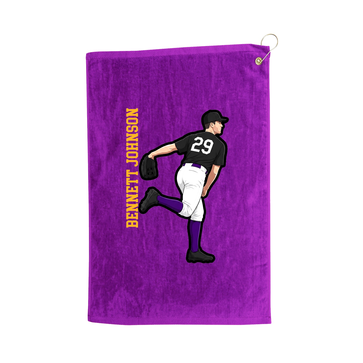 Golf Towel — Name Vertical in Purple