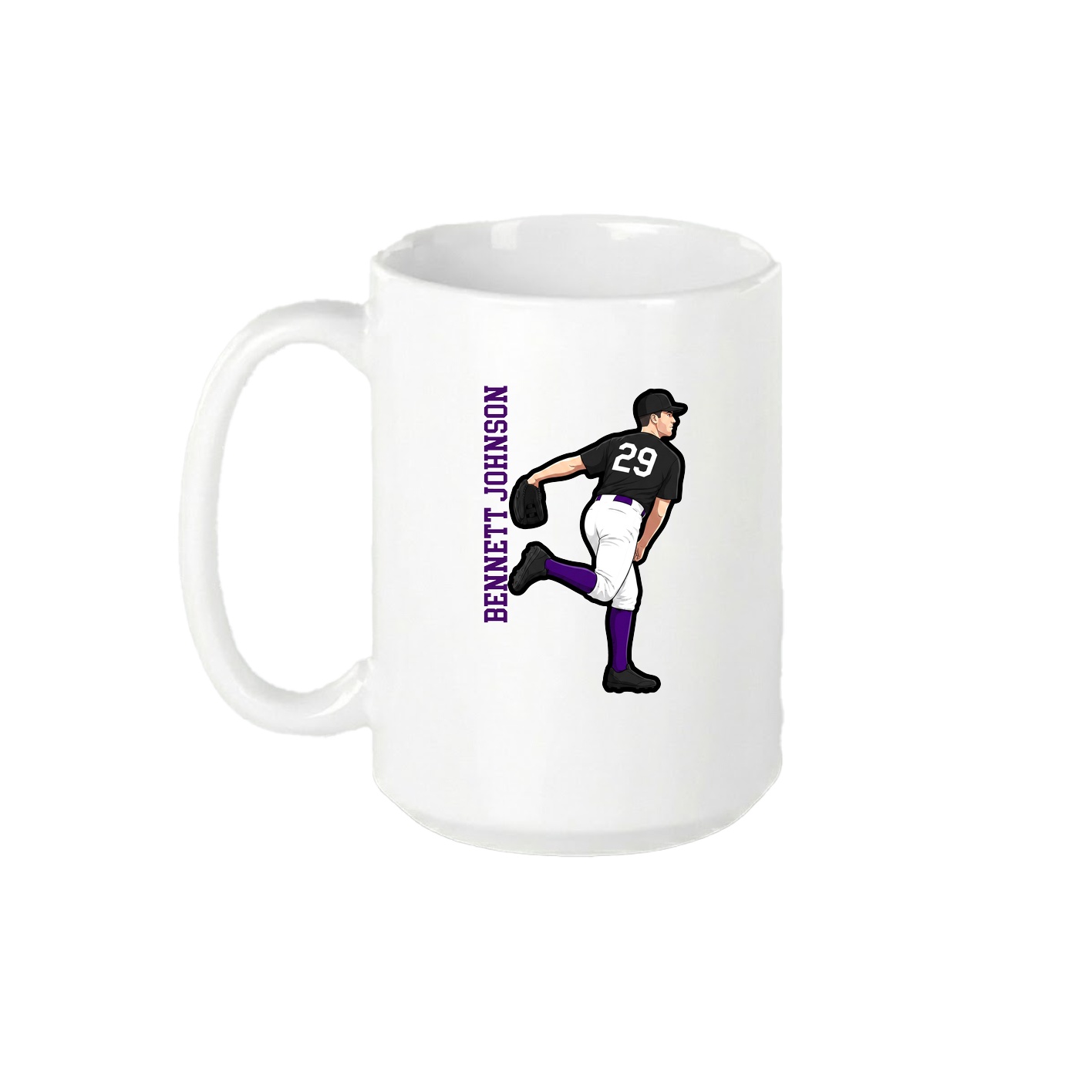15oz Coffee Mug — Name Vertical in White