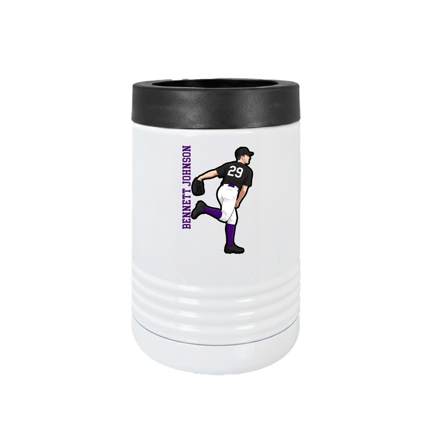 Beverage Holder — Name Vertical in White