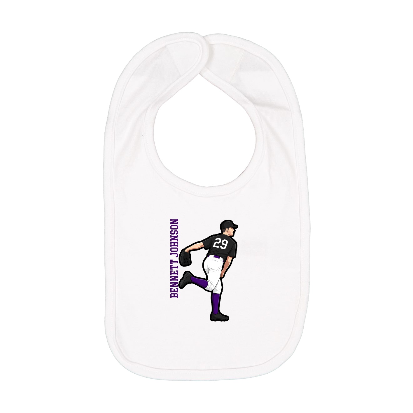 Infant Bib — Name Vertical in White