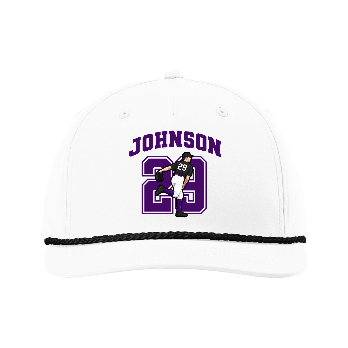 Five-Panel Classic Rope Cap — Number in White