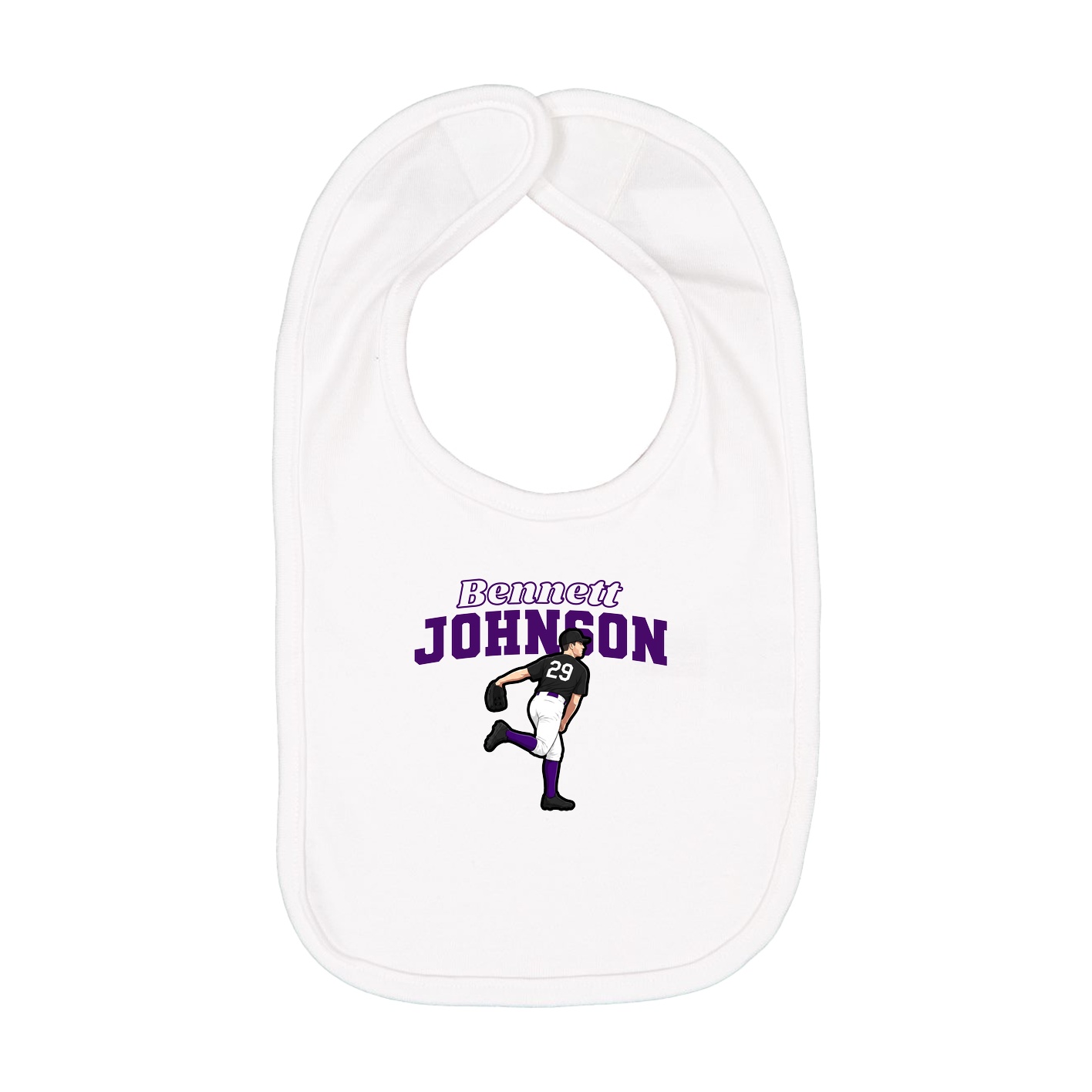 Infant Bib — Name Arch in White