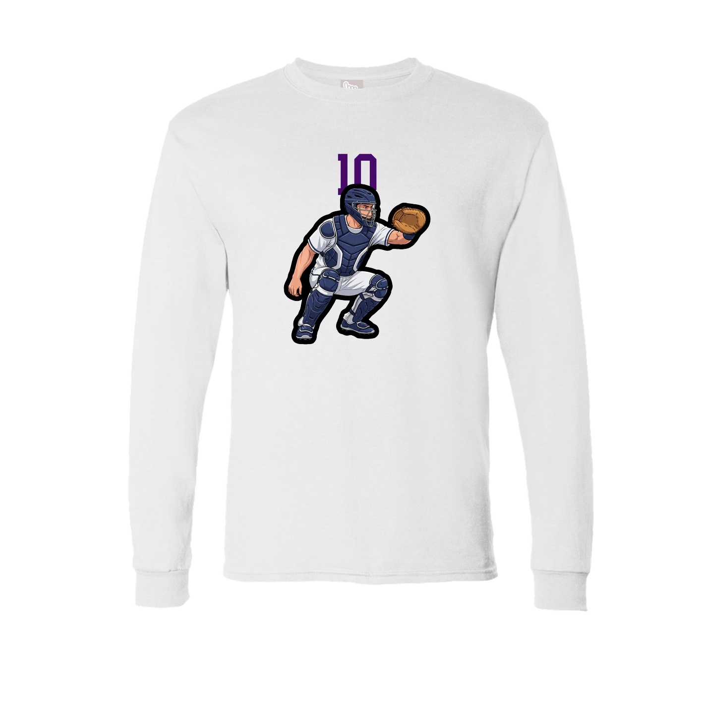 Long Sleeve Tee — Number Top in White