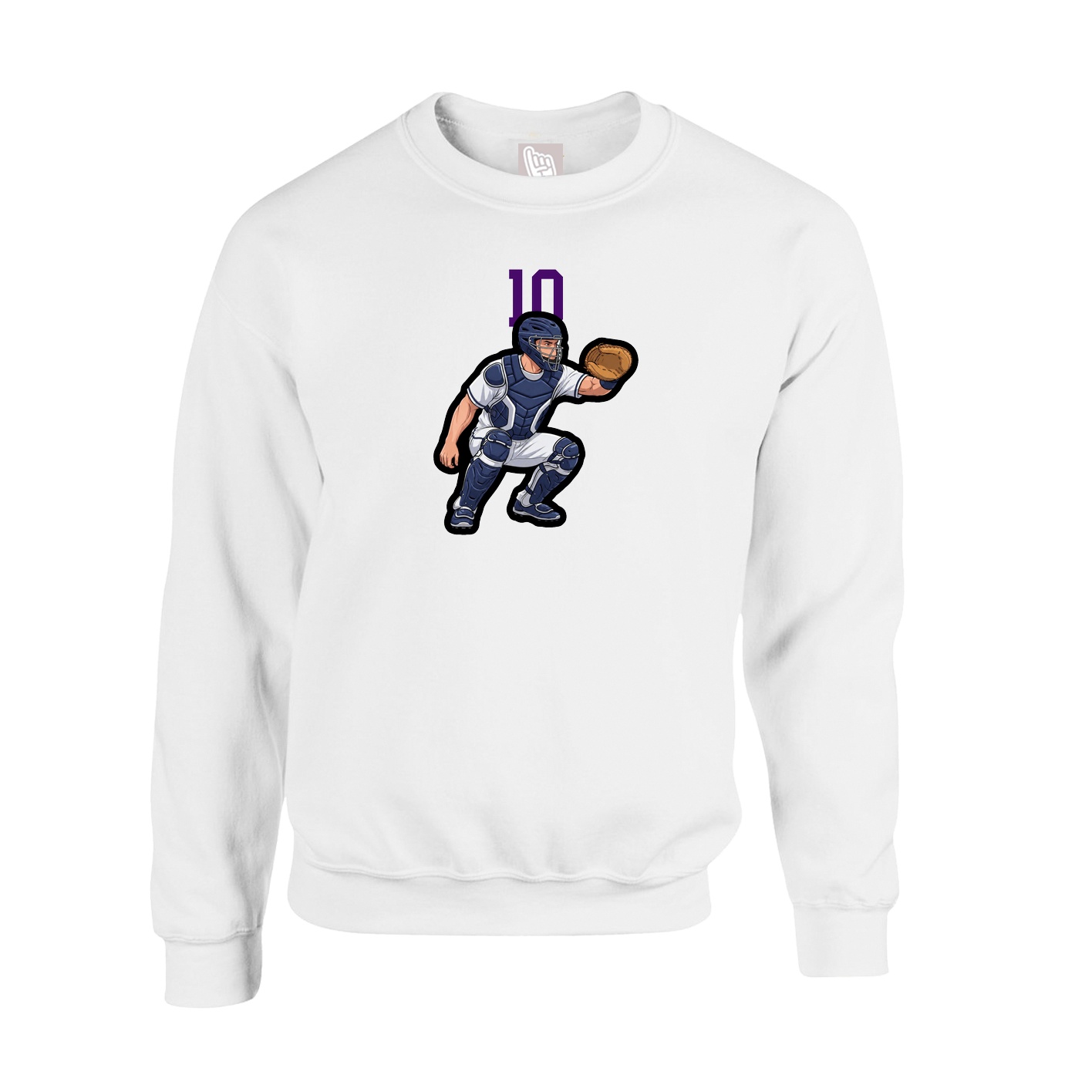 Fleece Crew — Number Top in White
