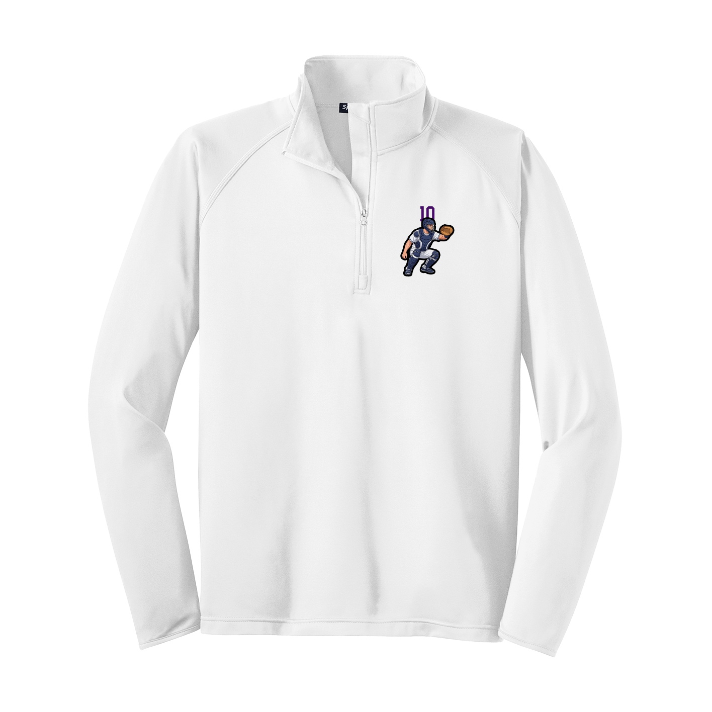 Q-Zip Pullover — Number Top in White