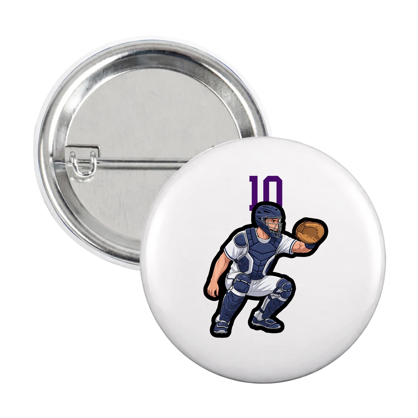 Game Day Button — Number Top in White