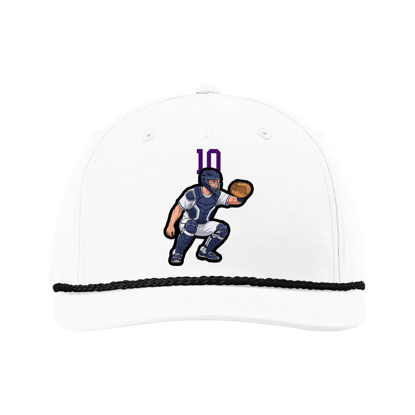 Five-Panel Classic Rope Cap — Number Top in White