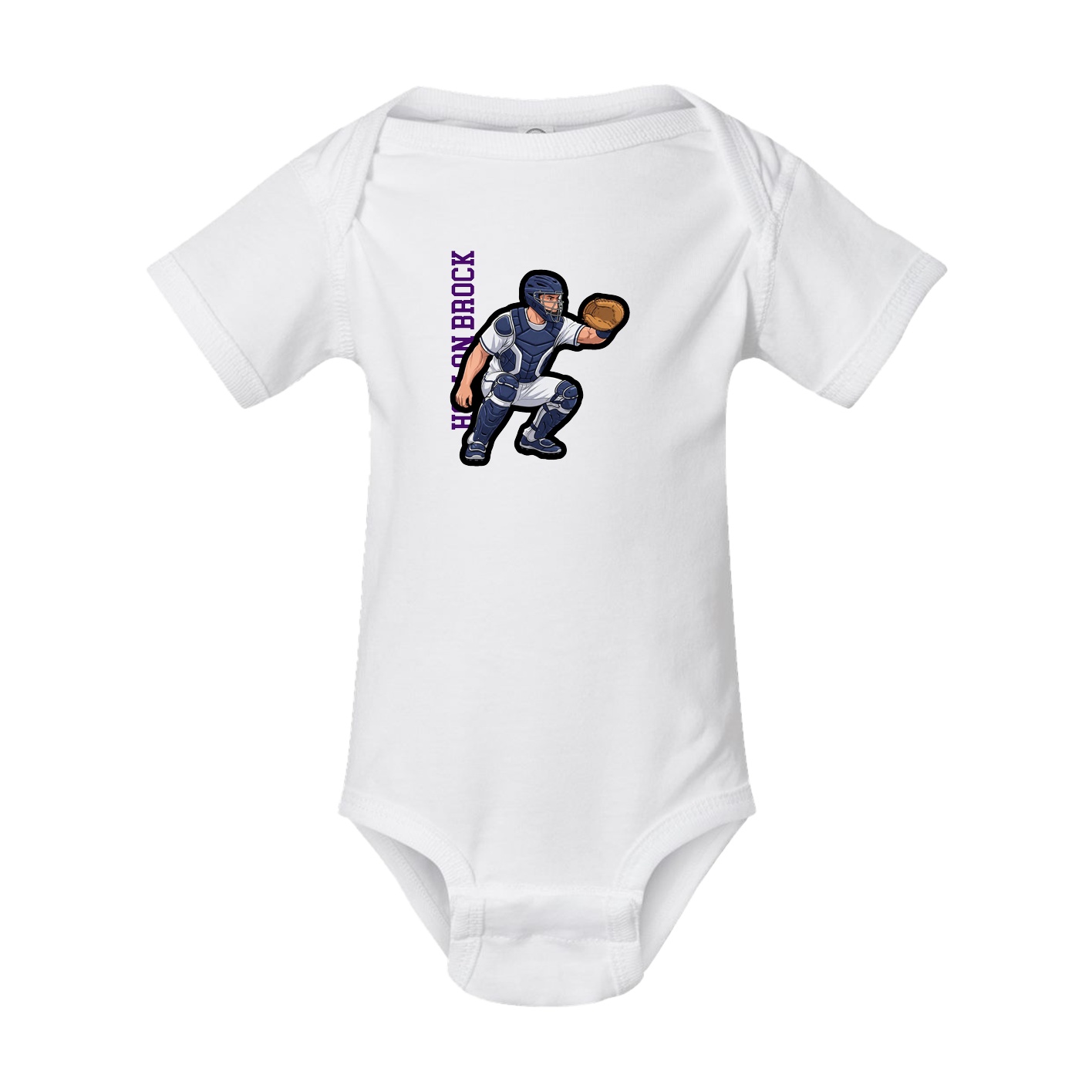 Baby Onesie — Name Vertical in White