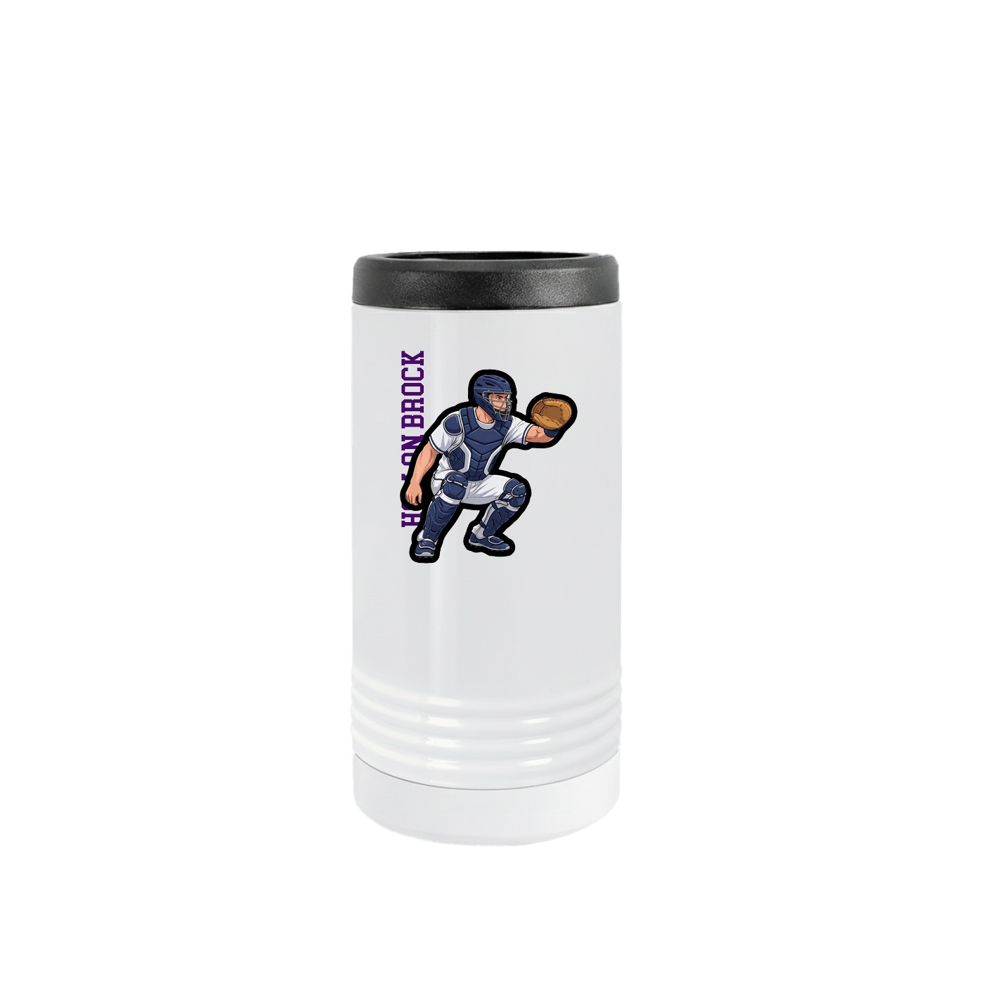 Slim Beverage Holder — Name Vertical in White