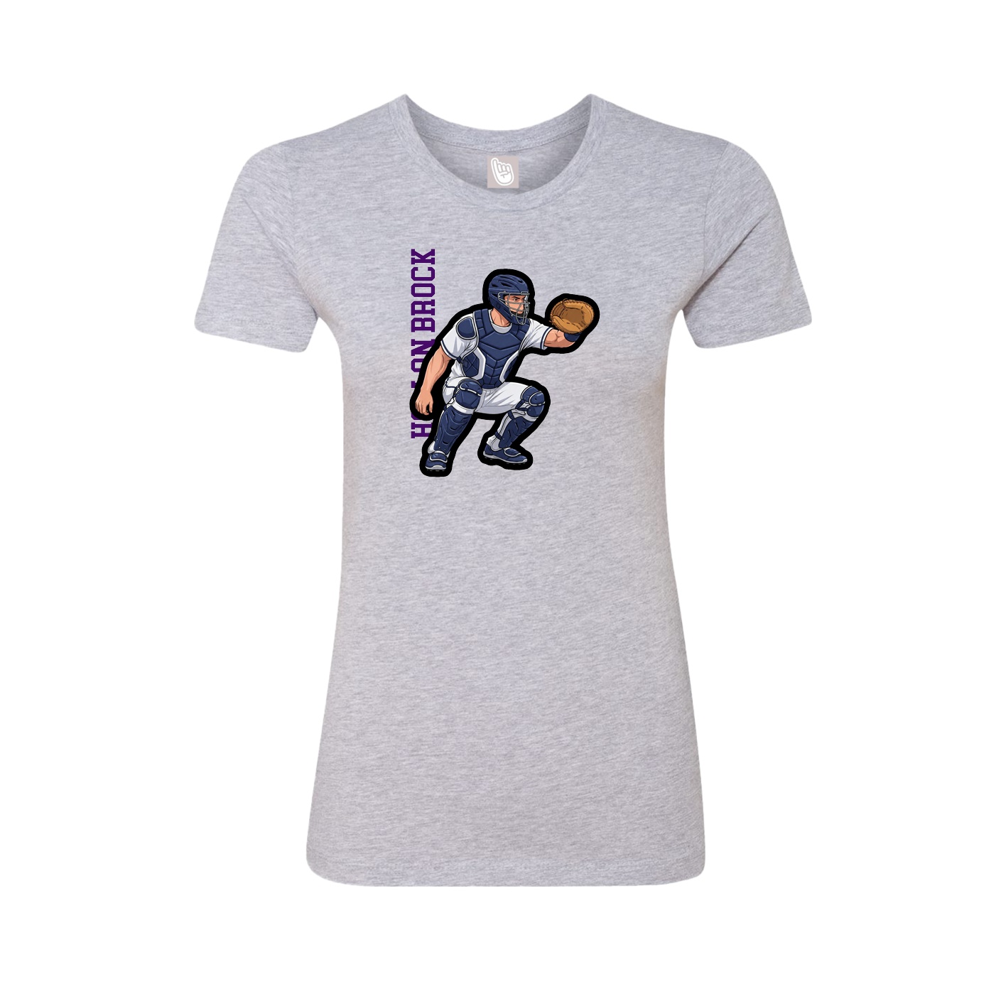 Fitted Women's Tee — Name Vertical in Grey