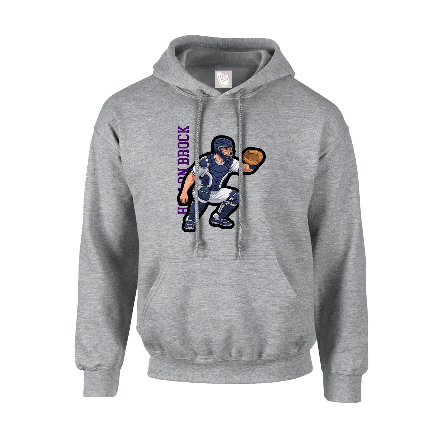 Youth Hoodie — Name Vertical in Grey