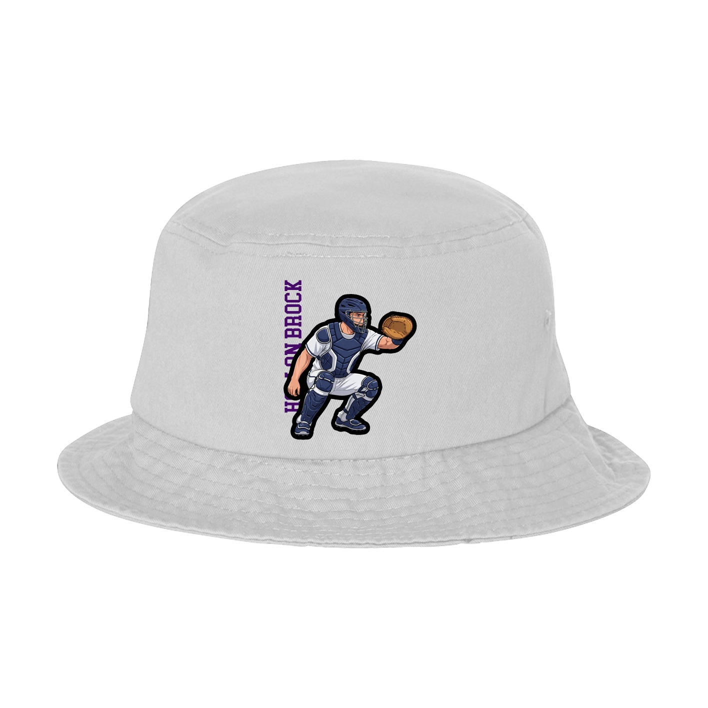 Bucket Cap — Name Vertical in White