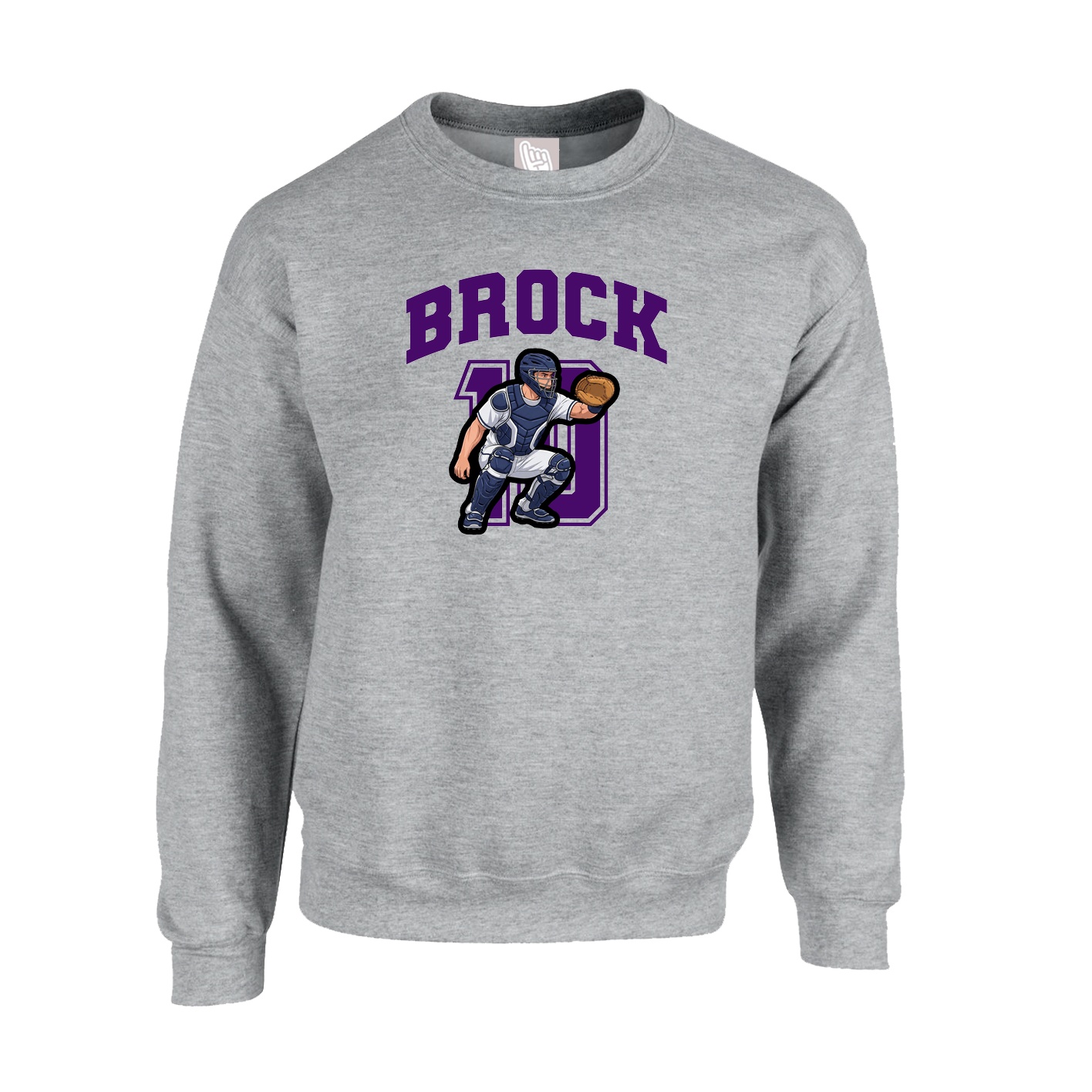 Fleece Crew — Number in Grey