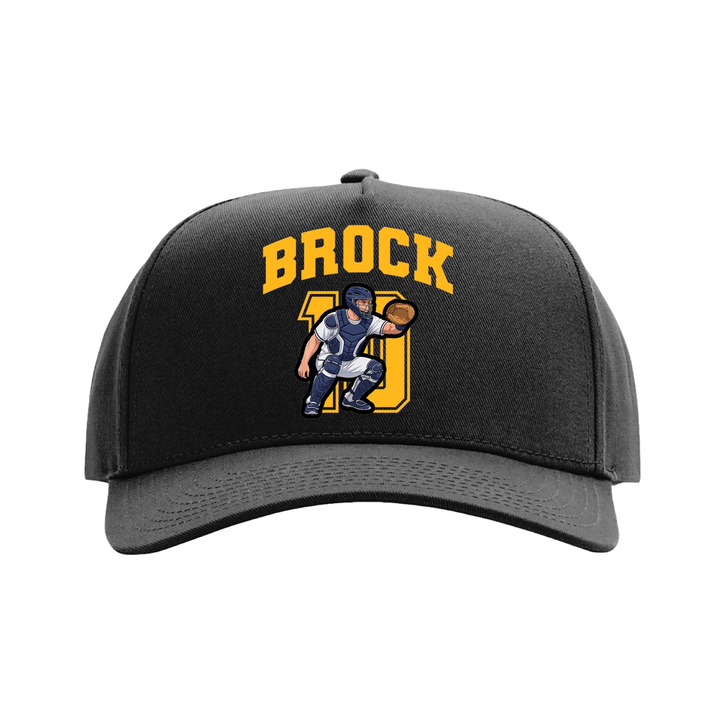Full Fabric Five-Panel Champ Cap — Number in Black