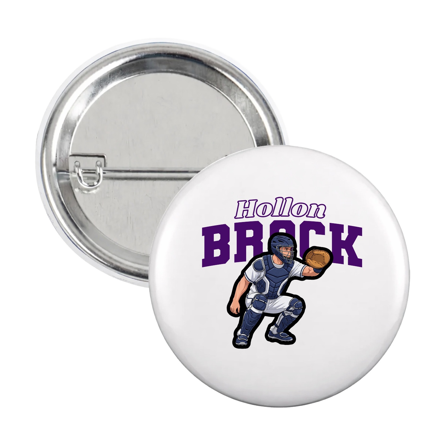 Game Day Button — Name Arch in White