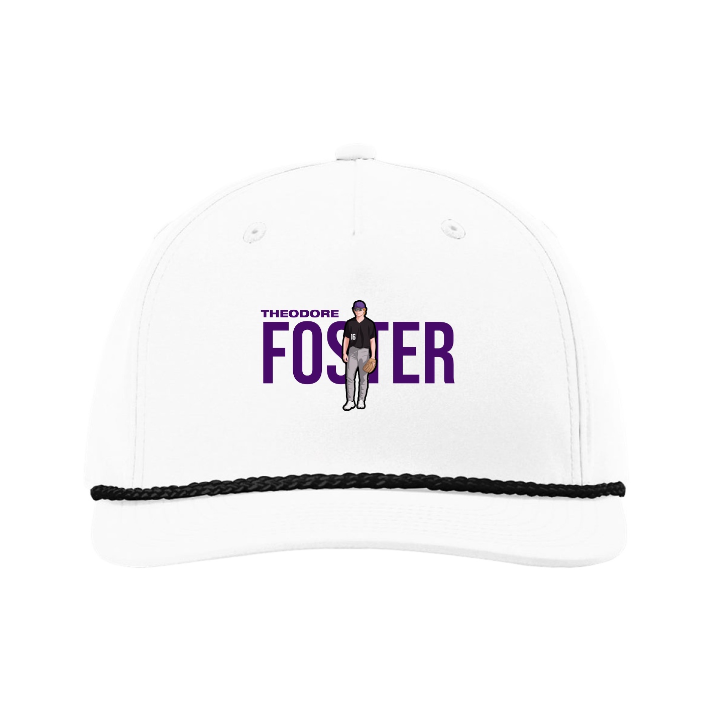 Five-Panel Classic Rope Cap — Player Name in White