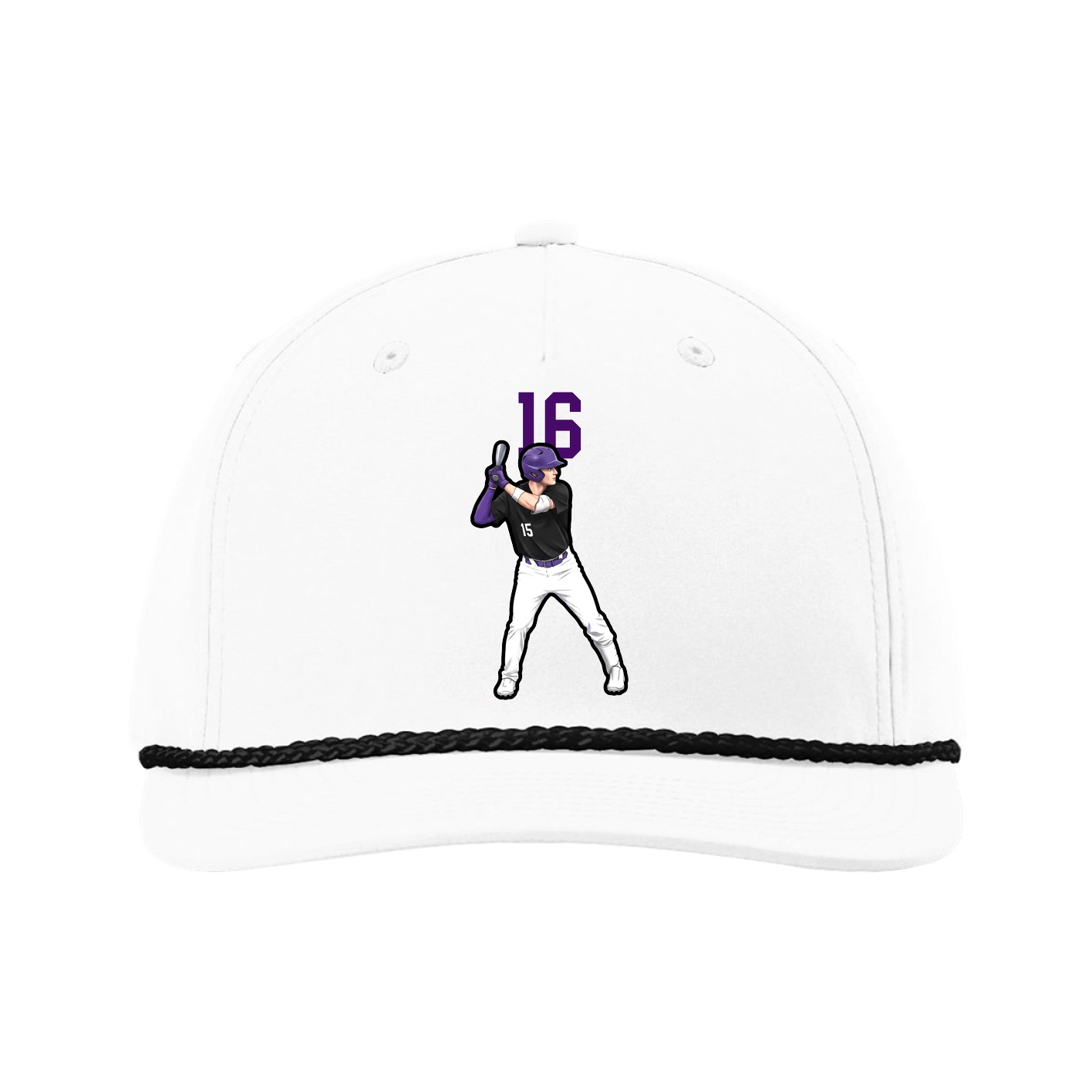 Five-Panel Classic Rope Cap — Number Top in White