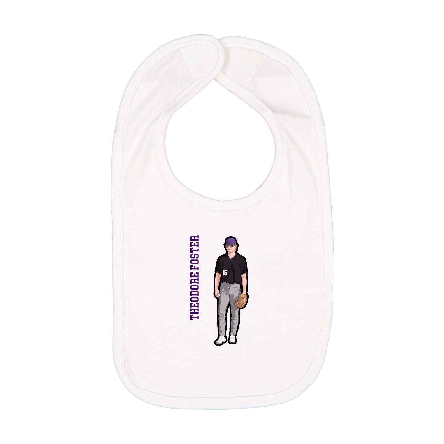Infant Bib — Name Vertical in White